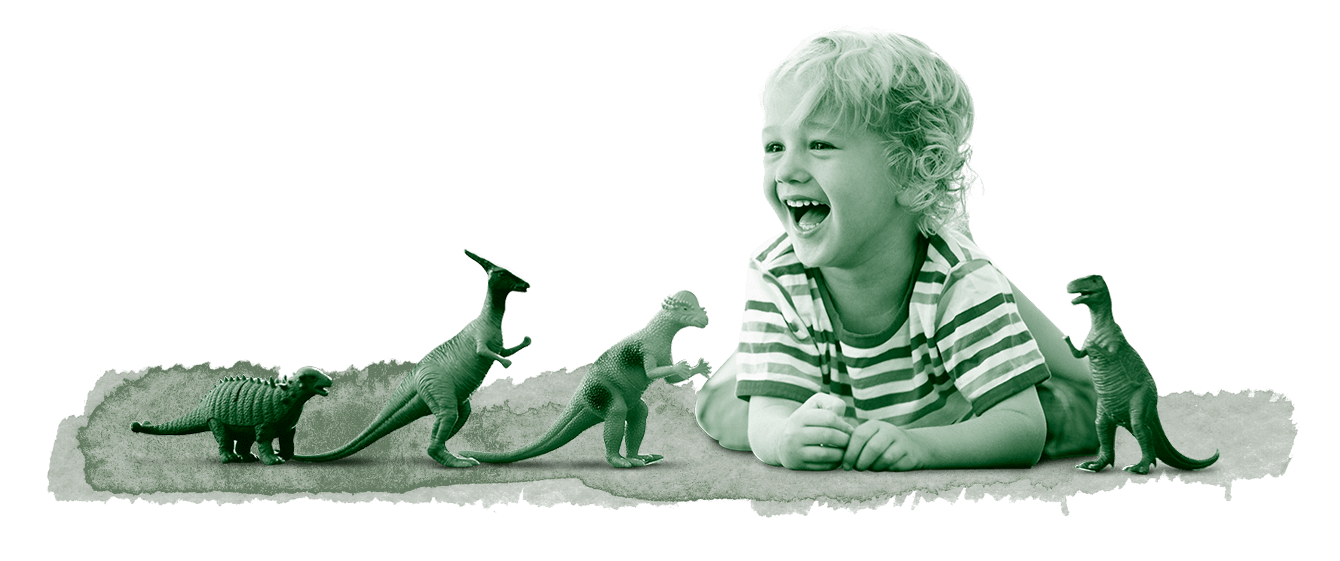 kid playing with dinosaurs