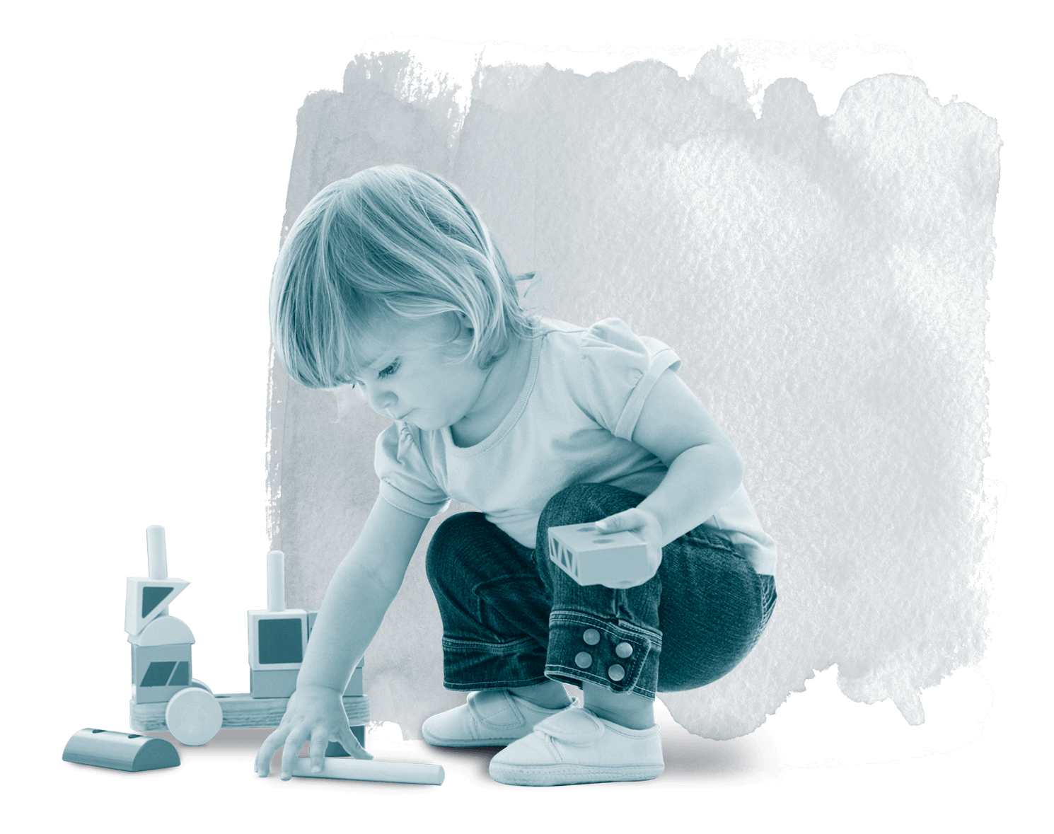 little girl playing with blocks